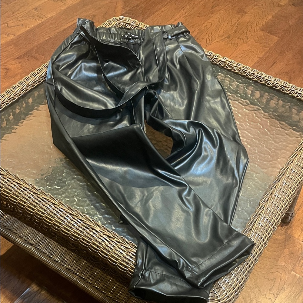 Women Black Faux Leather Pants